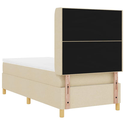 Postel S Boxspringem S Čelo Krémová 100 X 200 Cm Textil