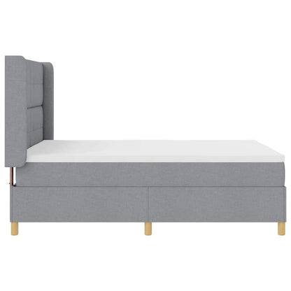 Postel S Boxspringem S Čelo Světle Šedá 140 X 190 Cm Textil