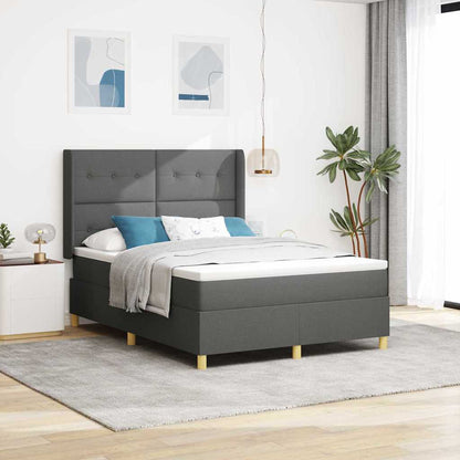 Postel S Boxspringem S Čelo Tmavě Šedá 140 X 190 Cm Textil