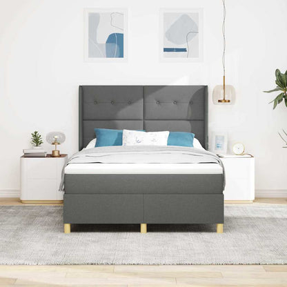 Postel S Boxspringem S Čelo Tmavě Šedá 140 X 190 Cm Textil