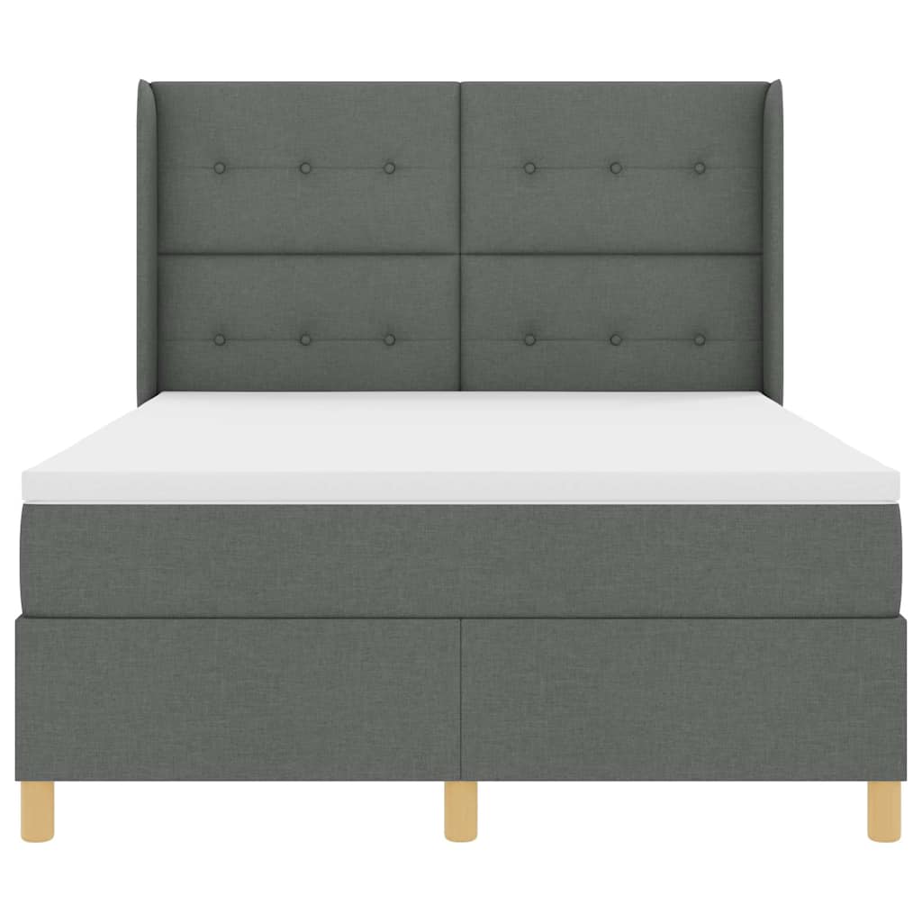 Postel S Boxspringem S Čelo Tmavě Šedá 140 X 190 Cm Textil