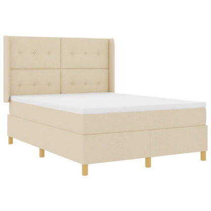 Postel S Boxspringem S Čelo Krémová 140 X 190 Cm Textil