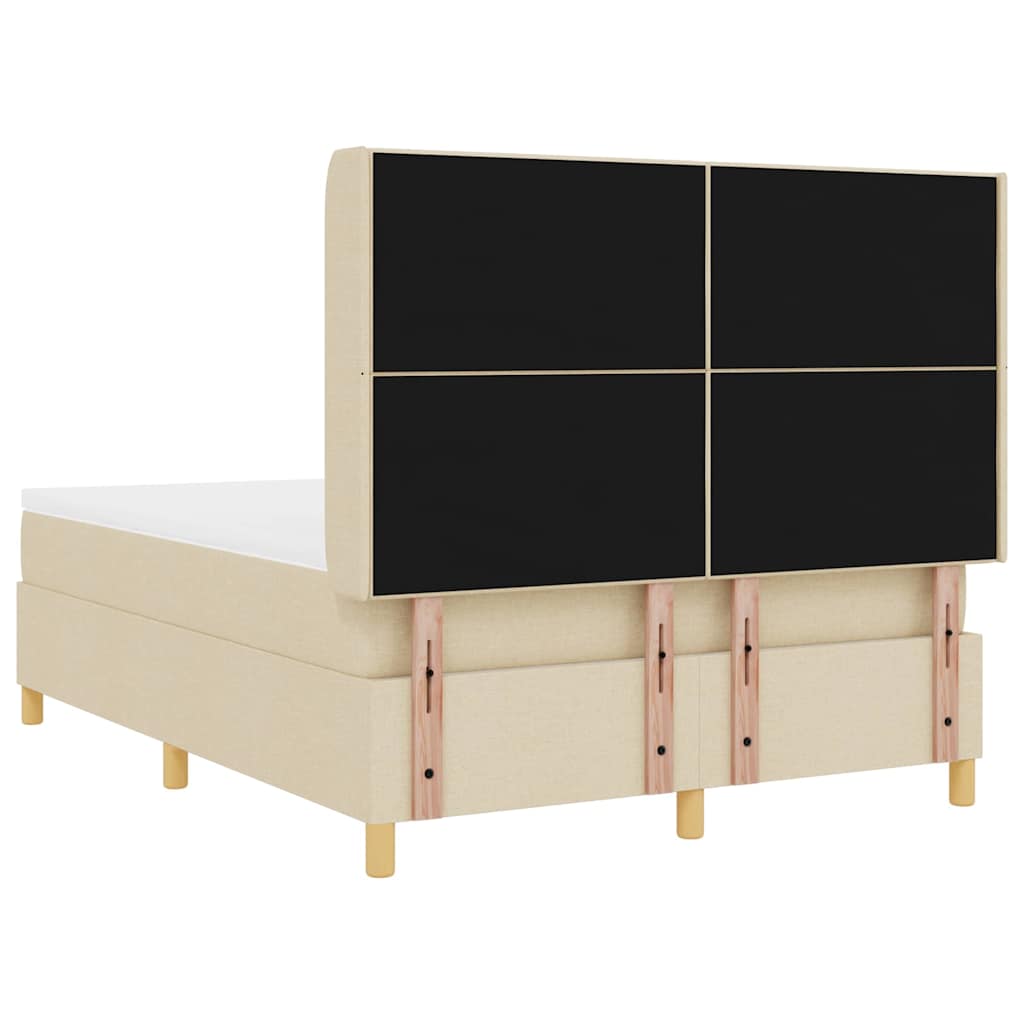 Postel S Boxspringem S Čelo Krémová 140 X 190 Cm Textil