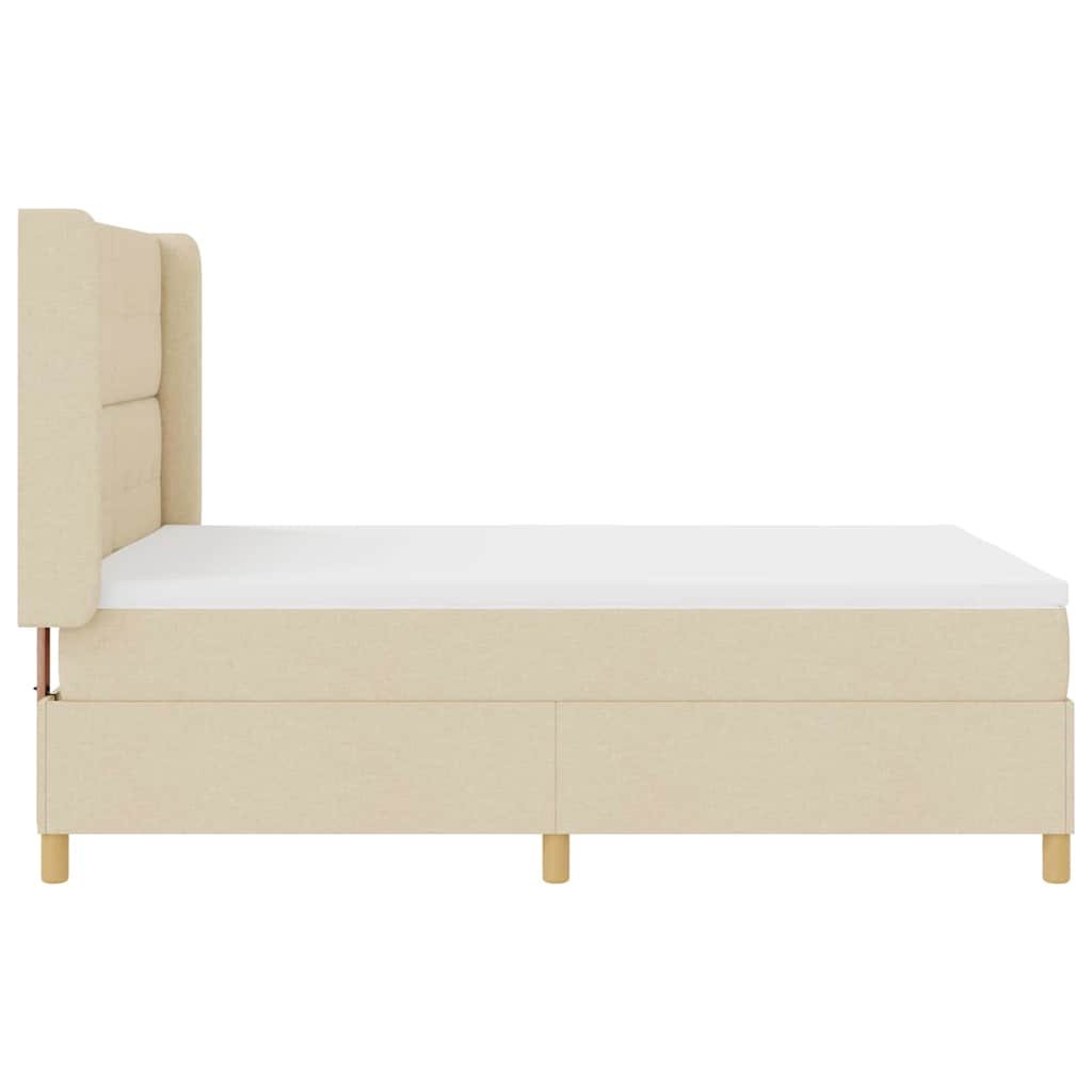 Postel S Boxspringem S Čelo Krémová 140 X 190 Cm Textil