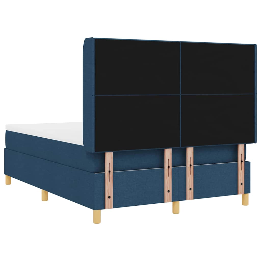 Postel S Boxspringem S Čelo Modrá 140 X 190 Cm Textil