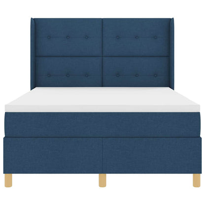 Postel S Boxspringem S Čelo Modrá 140 X 190 Cm Textil