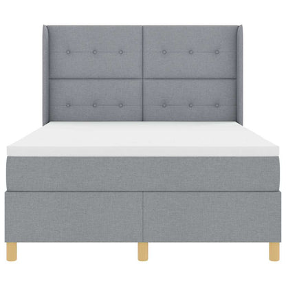 Postel S Boxspringem S Čelo Světle Šedá 140 X 200 Cm Textil
