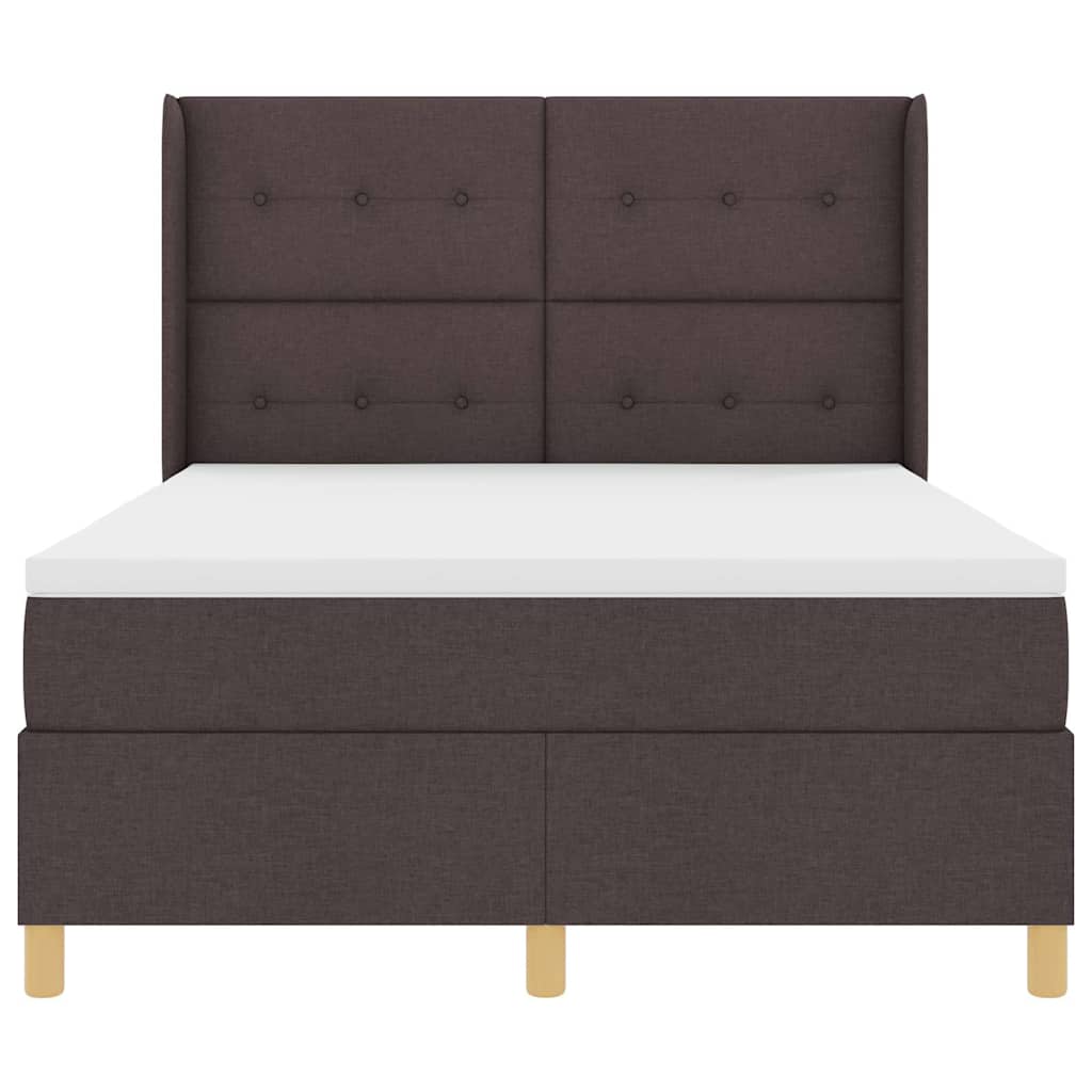 Postel S Boxspringem S Čelo Tmavě Hnědá 140 X 200 Cm Textil
