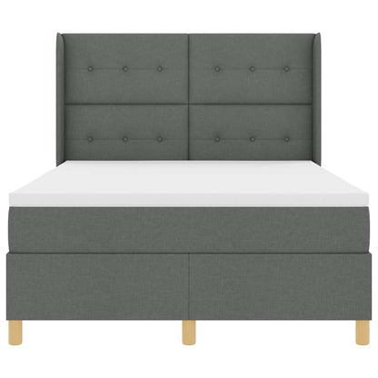 Postel S Boxspringem S Čelo Tmavě Šedá 160 X 200 Cm Textil