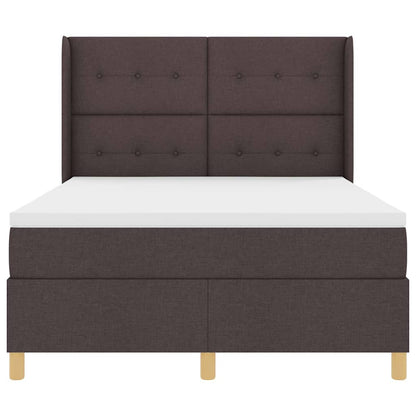 Postel S Boxspringem S Čelo Tmavě Hnědá 160 X 200 Cm Textil