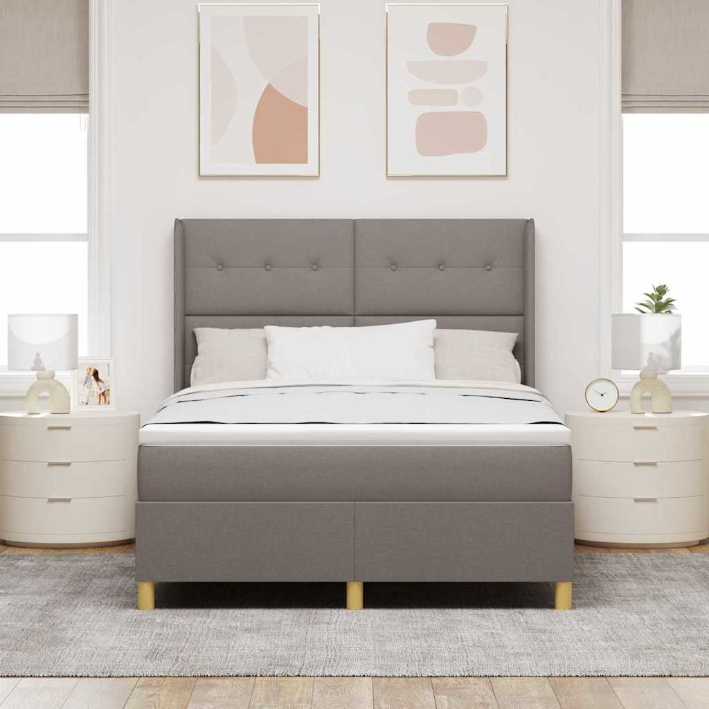 Postel S Boxspringem S Čelo Taupe 160 X 200 Cm Textil