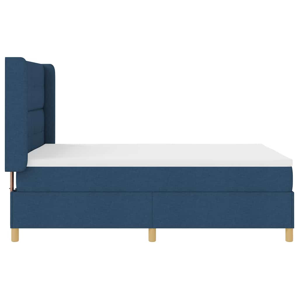 Postel S Boxspringem S Čelo Modrá 160 X 200 Cm Textil
