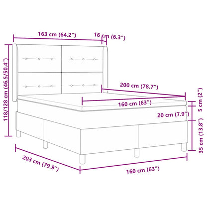 Postel S Boxspringem S Čelo Modrá 160 X 200 Cm Textil