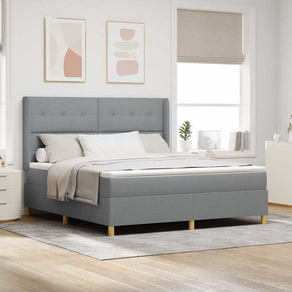 Postel S Boxspringem S Čelo Světle Šedá 180 X 200 Cm Textil