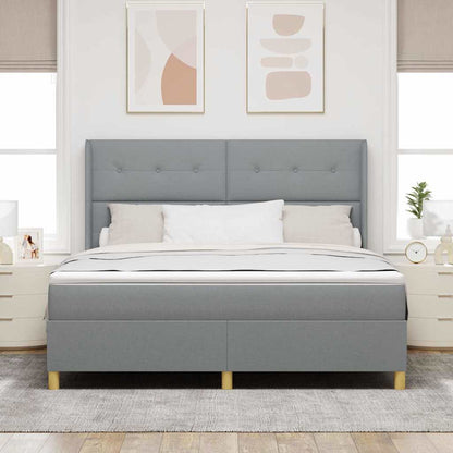 Postel S Boxspringem S Čelo Světle Šedá 180 X 200 Cm Textil