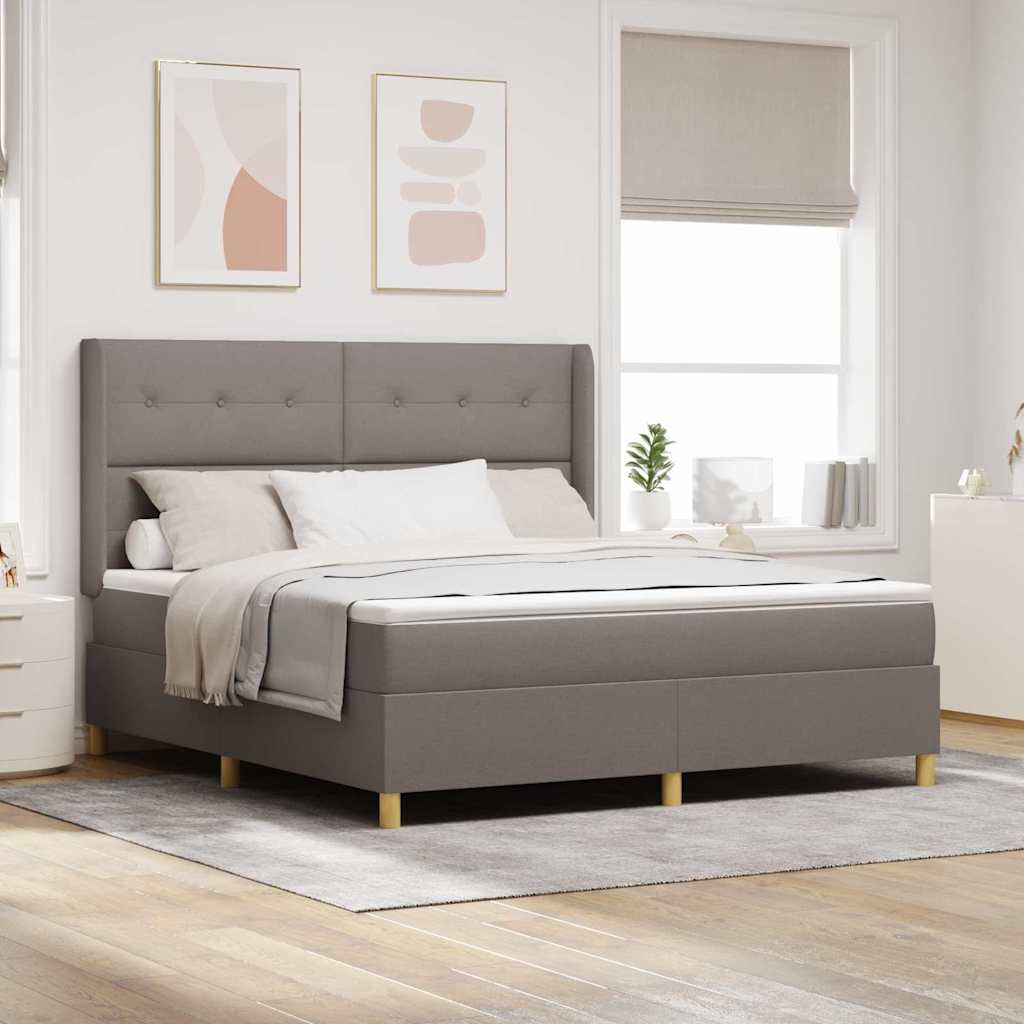 Postel S Boxspringem S Čelo Taupe 180 X 200 Cm Textil