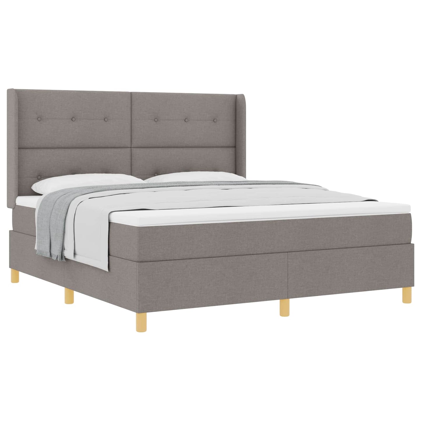 Postel S Boxspringem S Čelo Taupe 180 X 200 Cm Textil