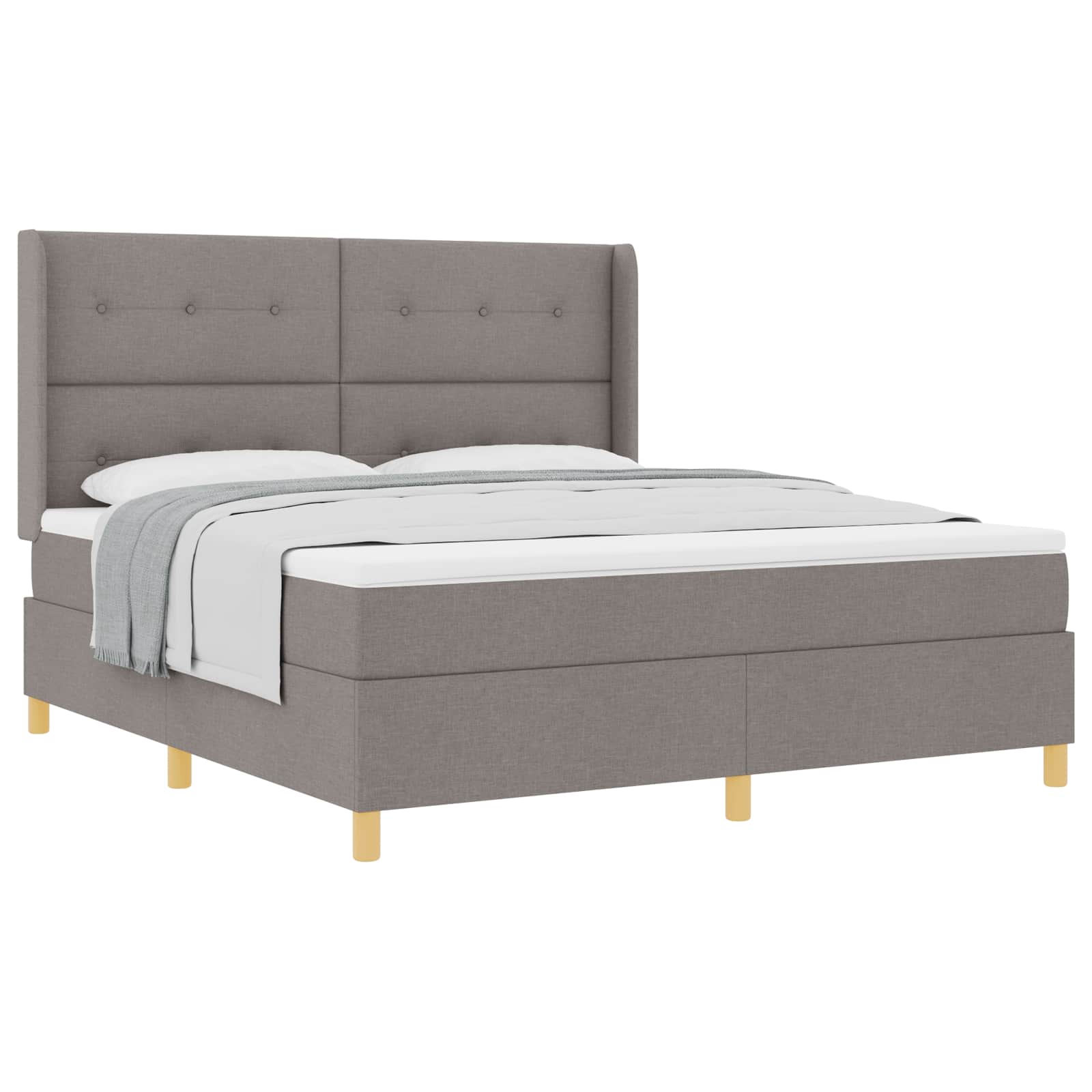 Postel S Boxspringem S Čelo Taupe 180 X 200 Cm Textil