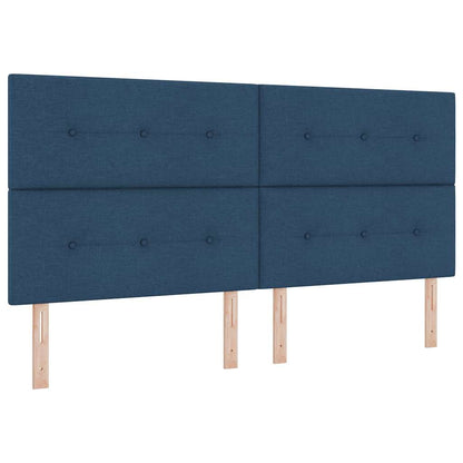 Postel S Boxspringem S Čelo Modrá 200 X 200 Cm Textil