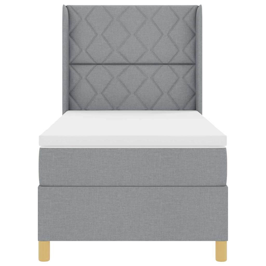 Postel S Boxspringem S Čelo Světle Šedá 100 X 200 Cm Textil