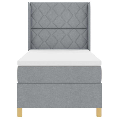 Postel S Boxspringem S Čelo Světle Šedá 100 X 200 Cm Textil