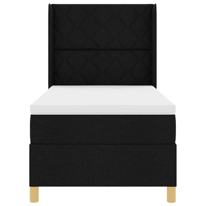 Postel S Boxspringem S Čelo Černá 100 X 200 Cm Textil