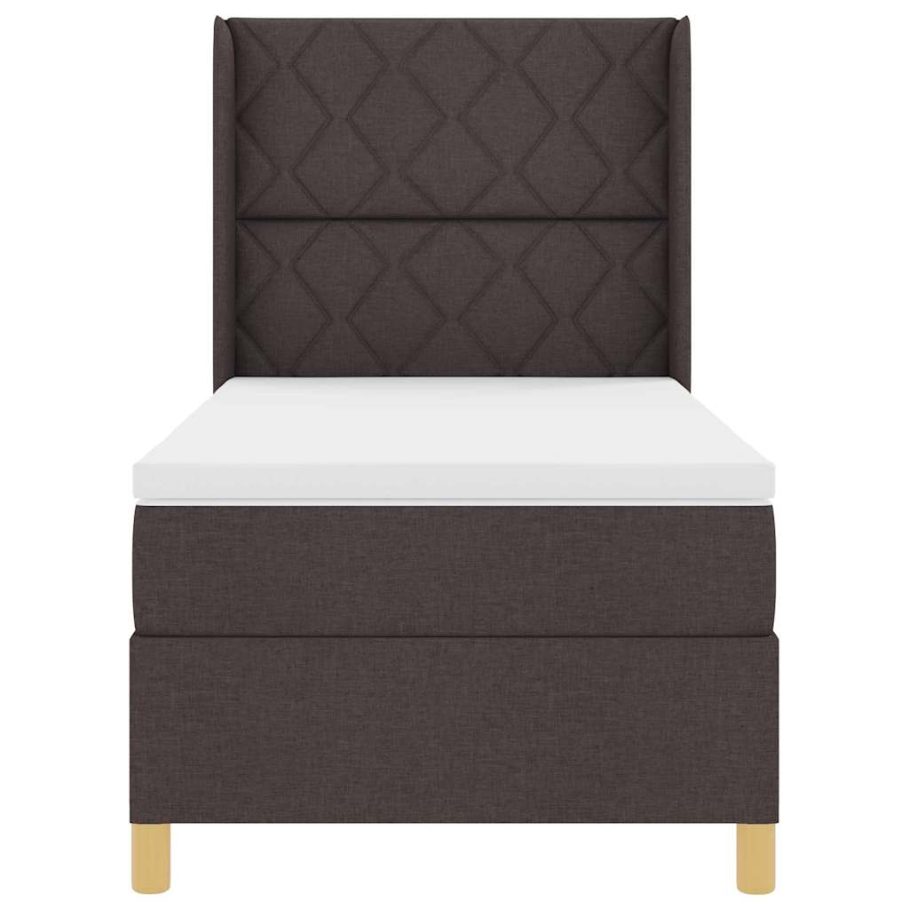 Postel S Boxspringem S Čelo Tmavě Hnědá 100 X 200 Cm Textil