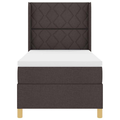 Postel S Boxspringem S Čelo Tmavě Hnědá 100 X 200 Cm Textil