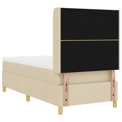 Postel S Boxspringem S Čelo Krémová 100 X 200 Cm Textil