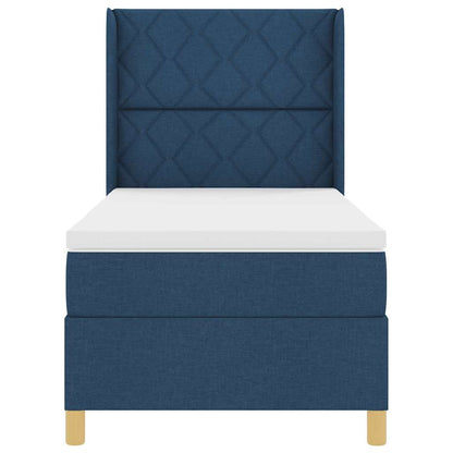 Postel S Boxspringem S Čelo Modrá 100 X 200 Cm Textil