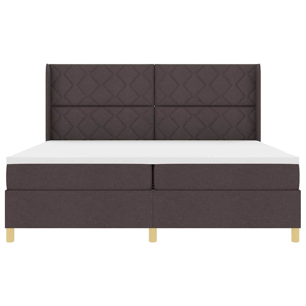 Postel S Boxspringem S Čelo Tmavě Hnědá 200 X 200 Cm Textil