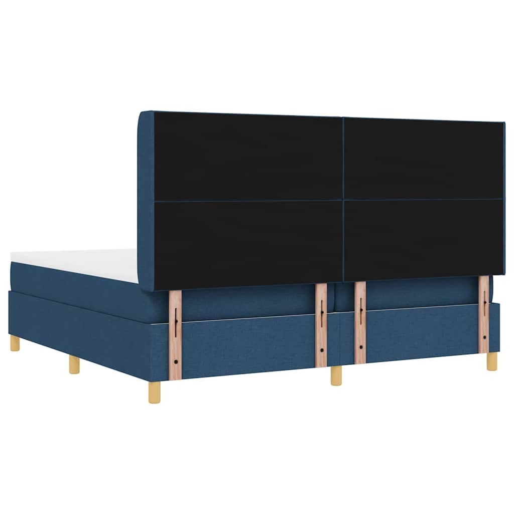 Postel S Boxspringem S Čelo Modrá 200 X 200 Cm Textil