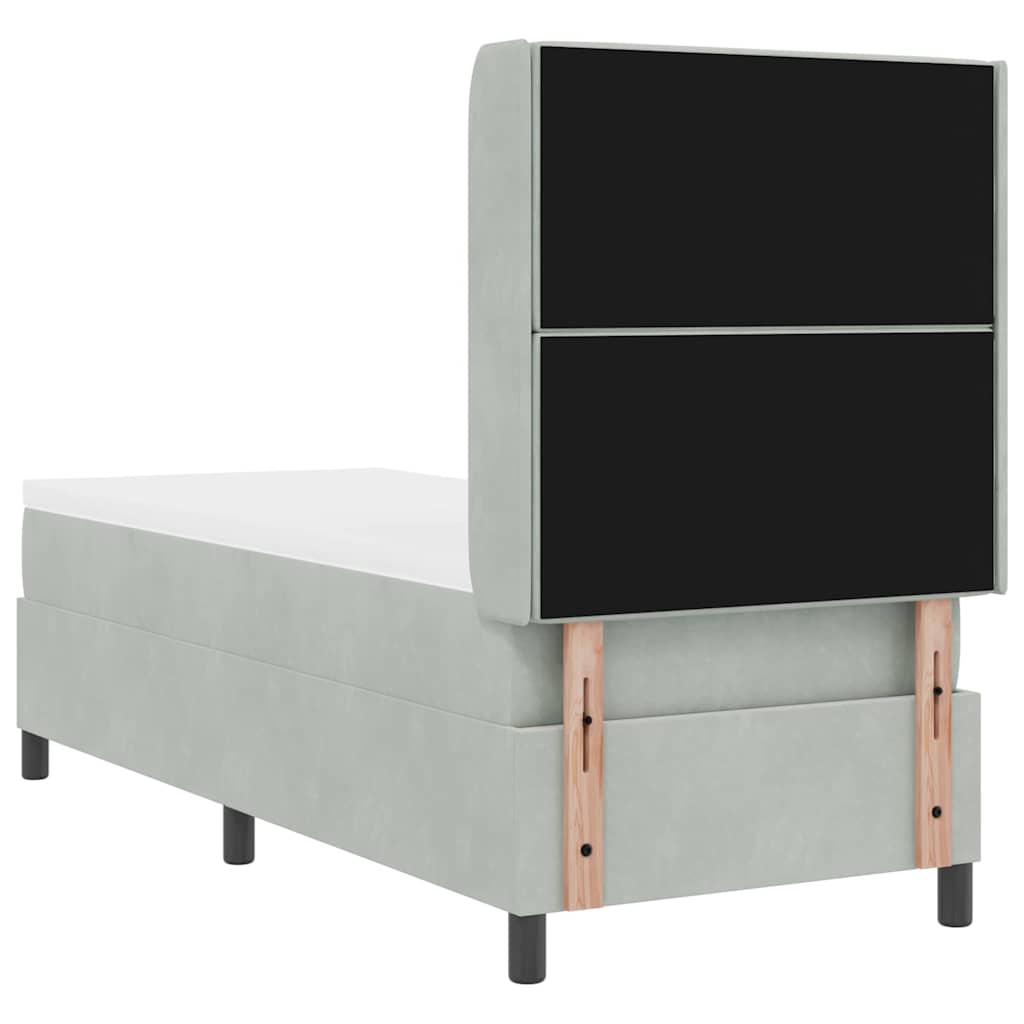 Postel S Boxspringem S Matrací Světle Šedá 80 X 200 Cm Samet