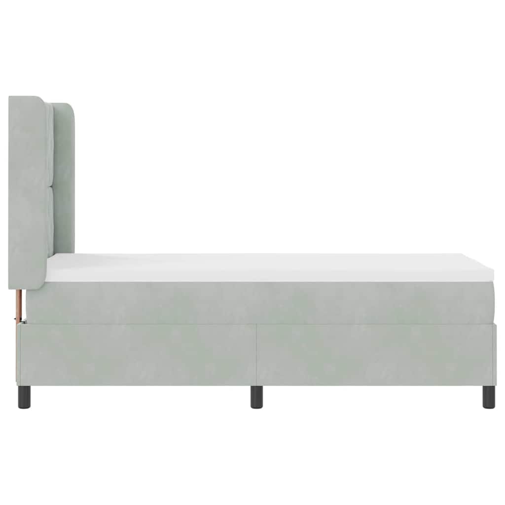 Postel S Boxspringem S Matrací Světle Šedá 80 X 200 Cm Samet