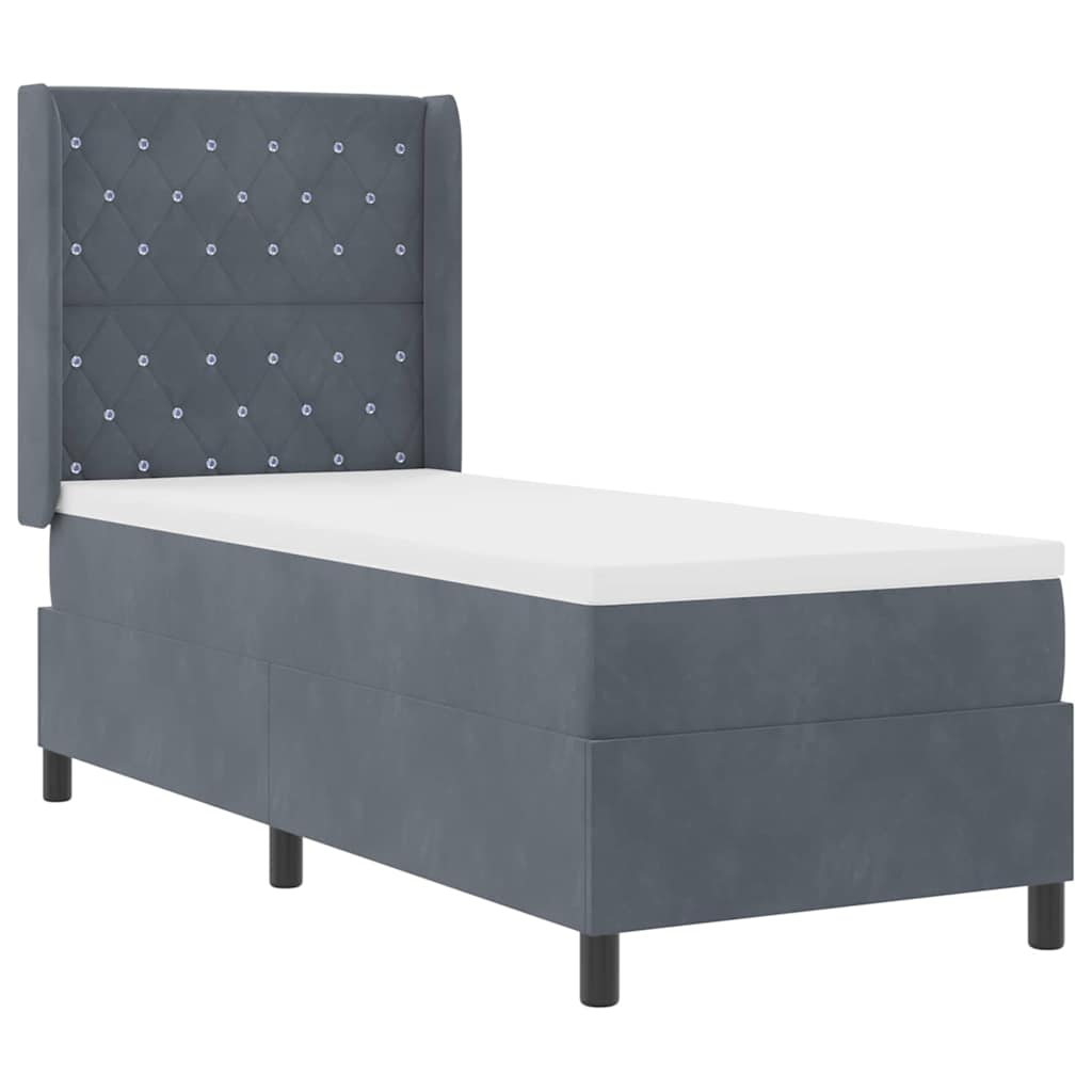 Postel S Boxspringem S Matrací Tmavě Šedá 80 X 200 Cm Samet