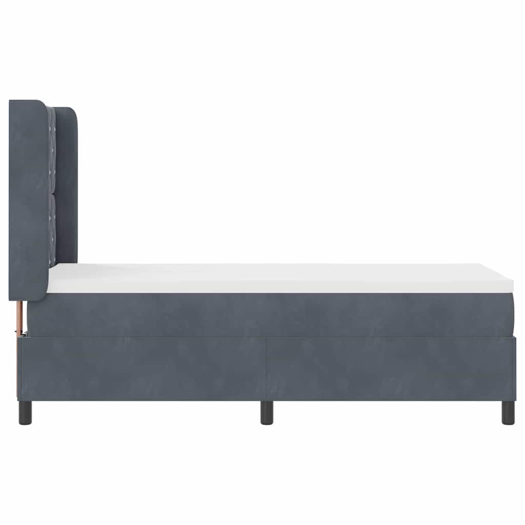 Postel S Boxspringem S Matrací Tmavě Šedá 80 X 200 Cm Samet