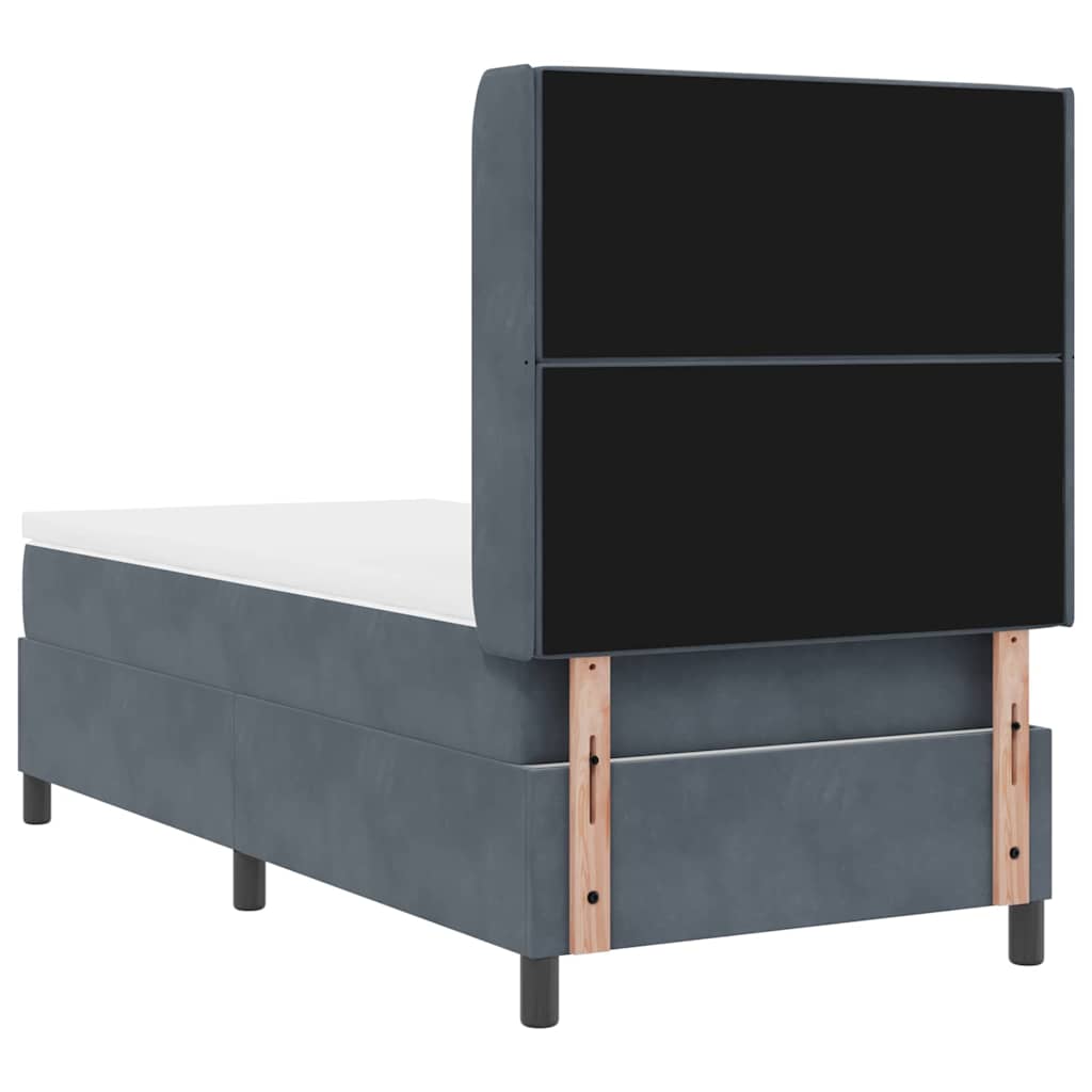 Postel S Boxspringem S Matrací Tmavě Šedá 90 X 200 Cm Samet