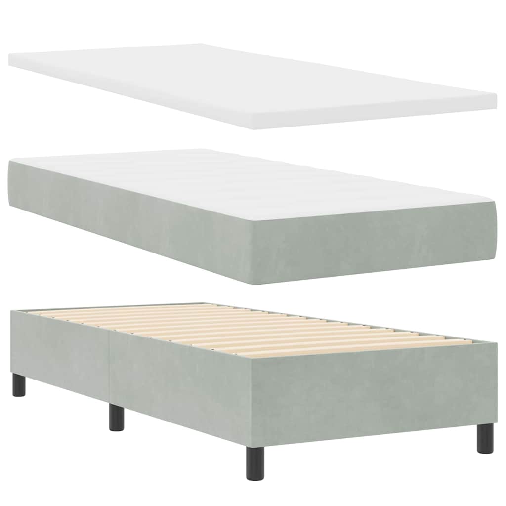 Postel S Boxspringem S Matrací Světle Šedá 100 X 200 Cm Samet