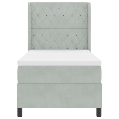 Postel S Boxspringem S Matrací Světle Šedá 100 X 200 Cm Samet