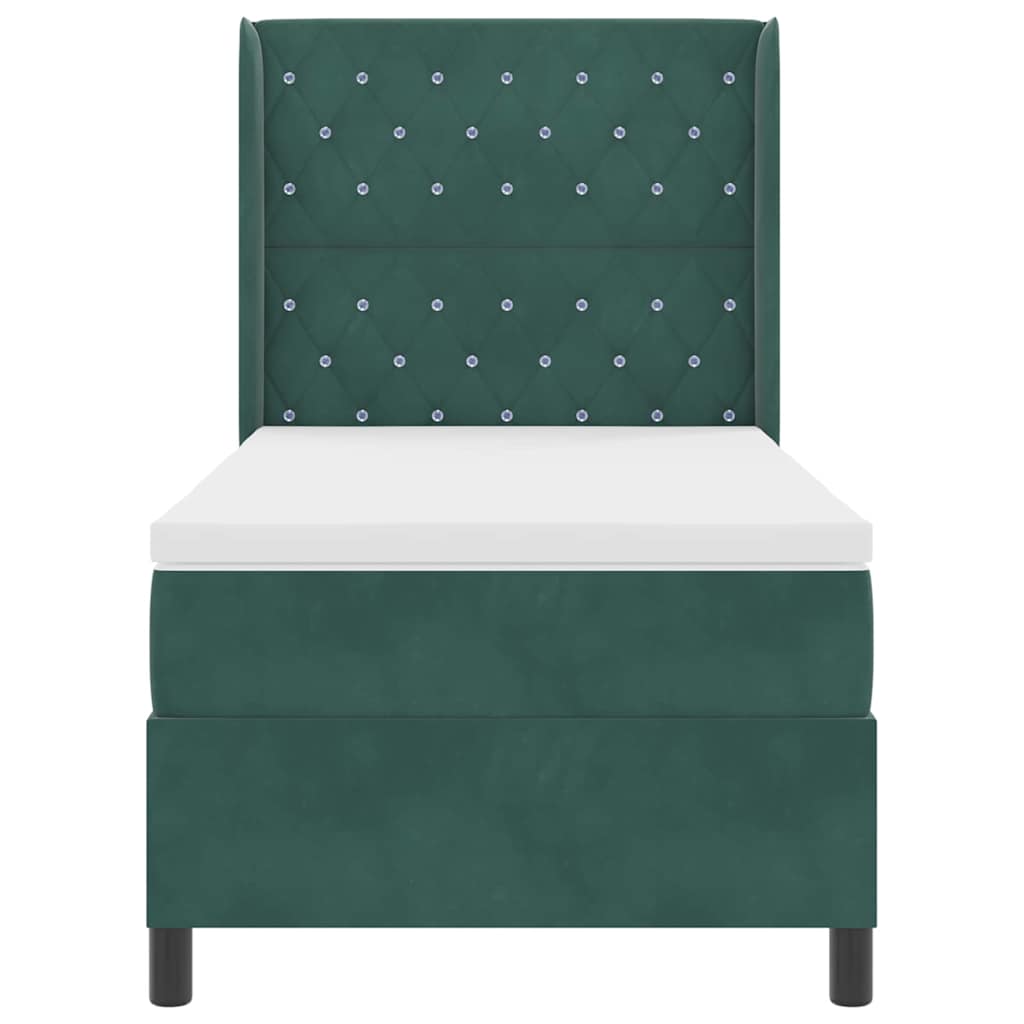 Postel S Boxspringem S Matrací Tmavě Zelená 100 X 200 Cm Samet