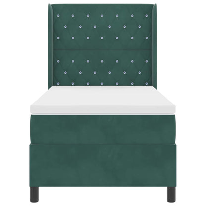 Postel S Boxspringem S Matrací Tmavě Zelená 100 X 200 Cm Samet