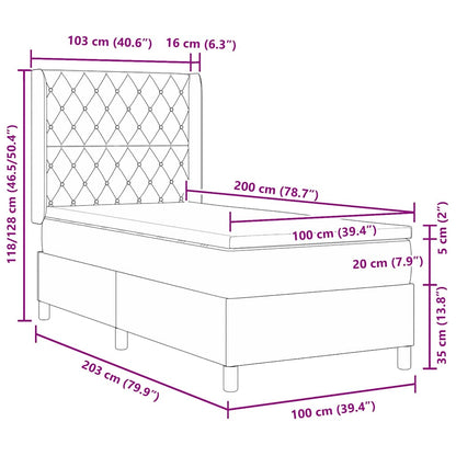 Postel S Boxspringem S Matrací Tmavě Zelená 100 X 200 Cm Samet