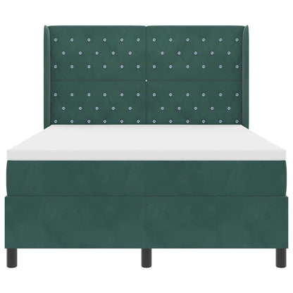 Postel S Boxspringem S Matrací Tmavě Zelená 140 X 190 Cm Samet