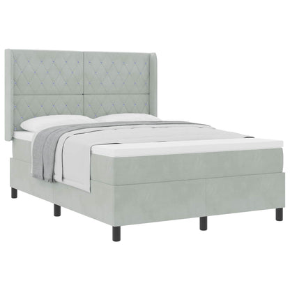 Postel S Boxspringem S Matrací Světle Šedá 140 X 200 Cm Samet