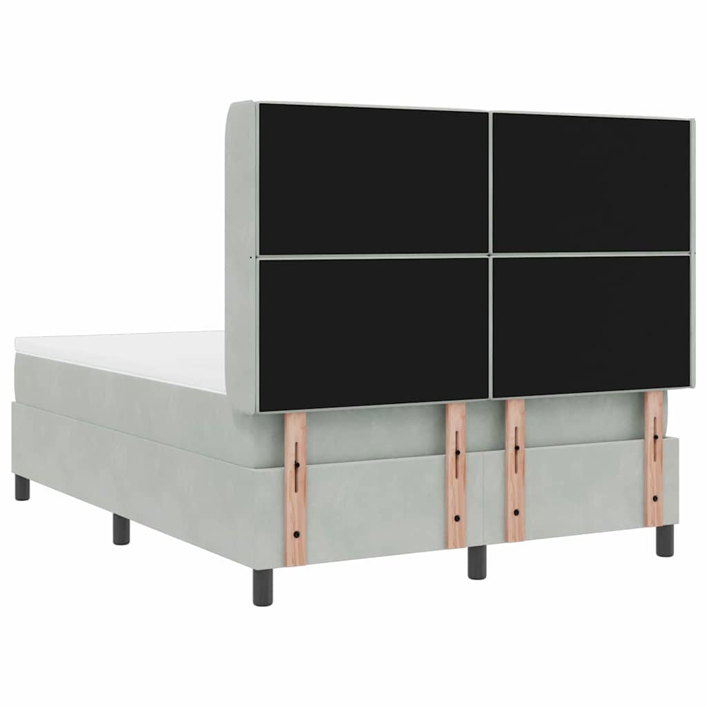 Postel S Boxspringem S Matrací Světle Šedá 140 X 200 Cm Samet