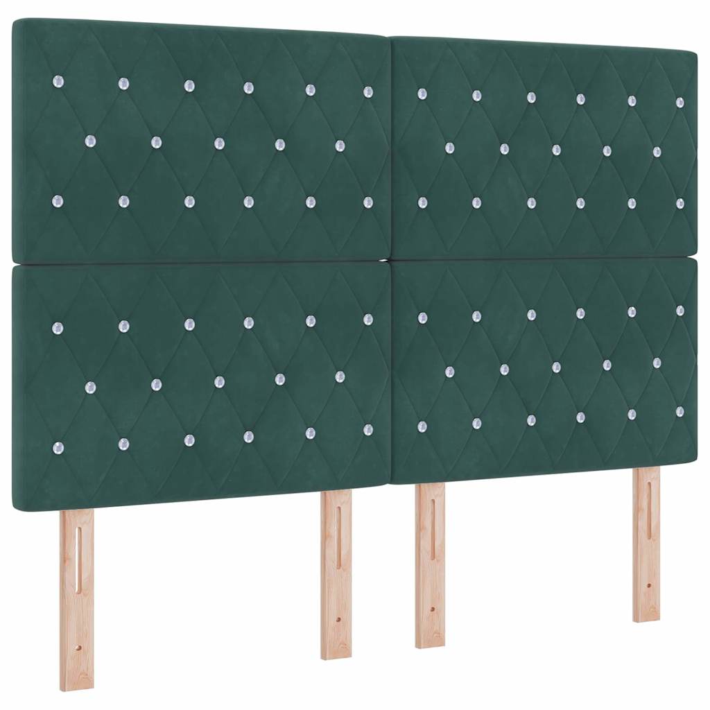 Postel S Boxspringem S Matrací Tmavě Zelená 140 X 200 Cm Samet