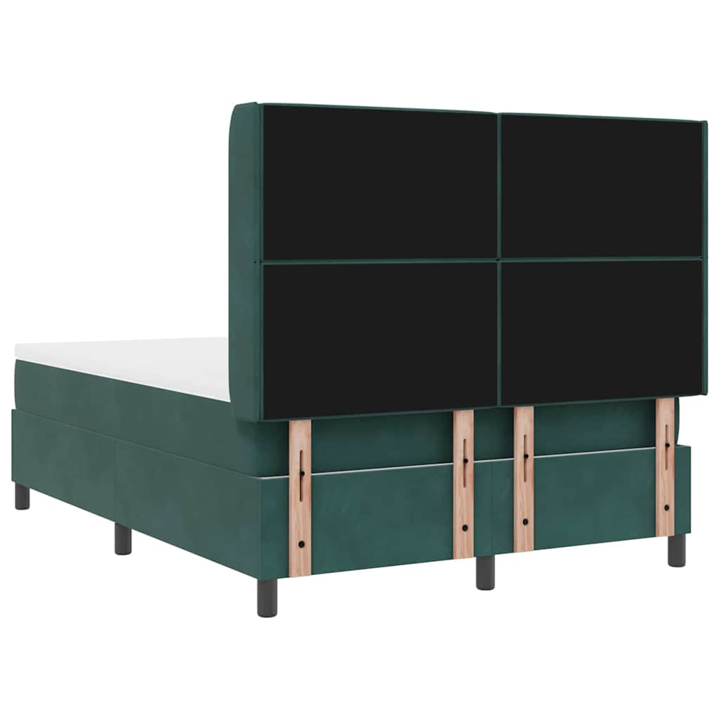 Postel S Boxspringem S Matrací Tmavě Zelená 140 X 200 Cm Samet
