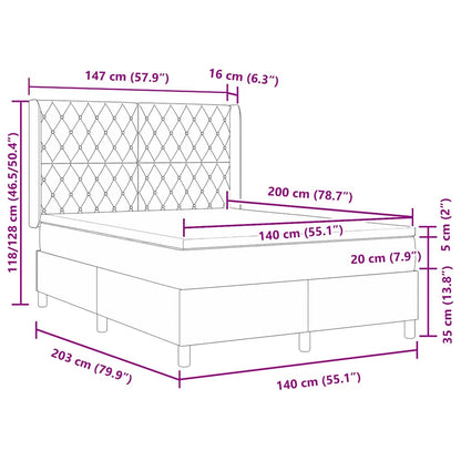 Postel S Boxspringem S Matrací S Čelo Modrá 140 X 200 Cm Samet