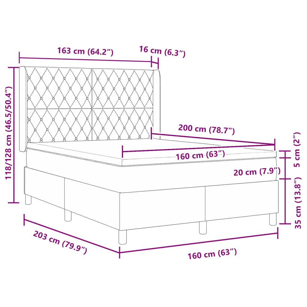Postel S Boxspringem S Matrací Světle Šedá 160 X 200 Cm Samet