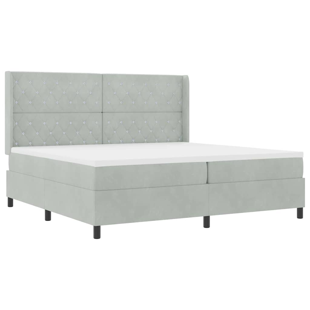 Postel S Boxspringem S Matrací Světle Šedá 200 X 200 Cm Samet